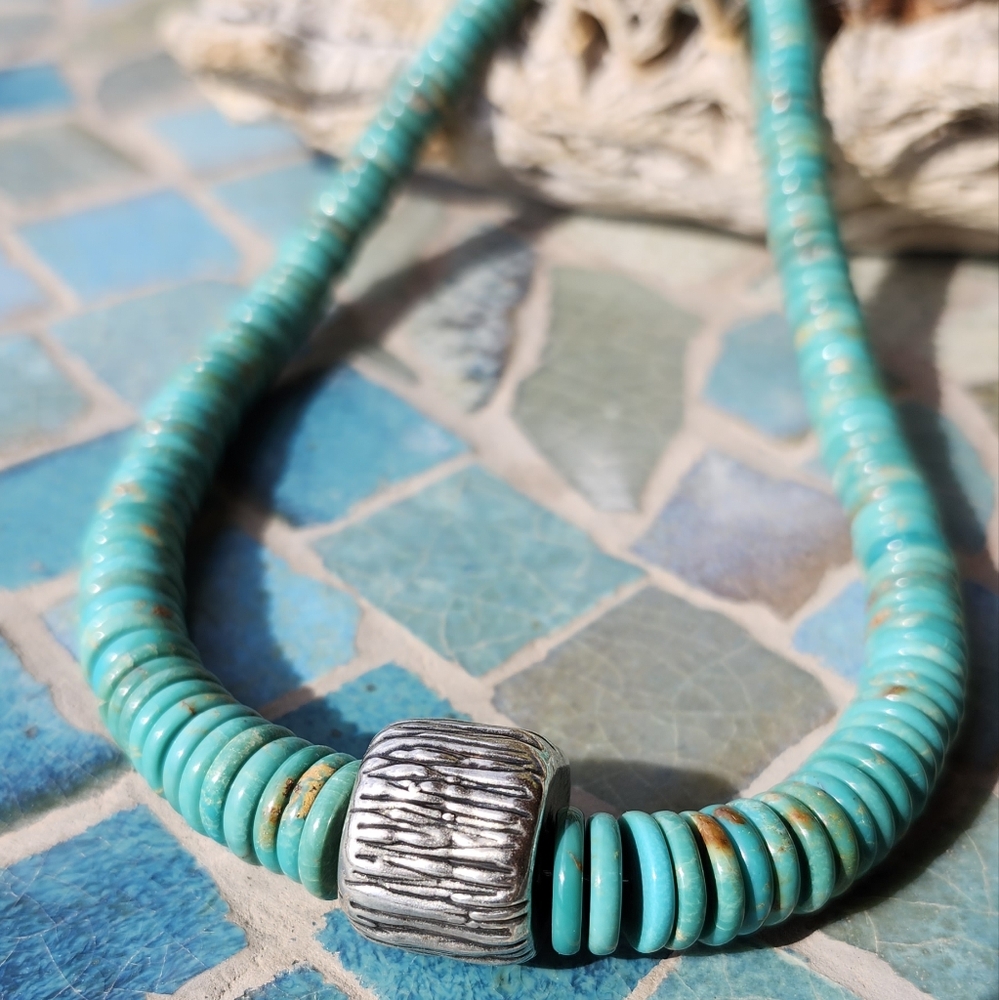 Sterling Silver Genuine Graduated Turquoise necklace